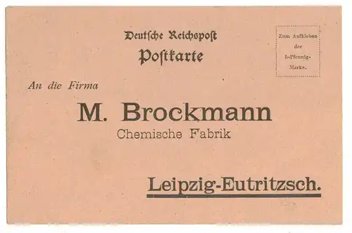 Reklame Postkarte Brockmann Chemische Fabrik Leipzig Eutritzsch um 1910 