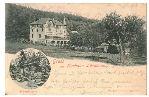 Litho Ak Gruss aus Kurhaus Lückendorf 1901