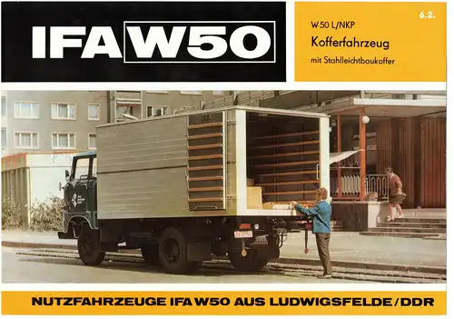 Prospekt Ifa W50 Kofferfahrzeug Stahlleichtbaukoffer 1972 DDR LKW Nutzfahrzeug (