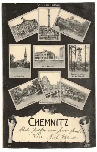 Mikroskop Ak Chemnitz Litho Mehrbild 1906 !