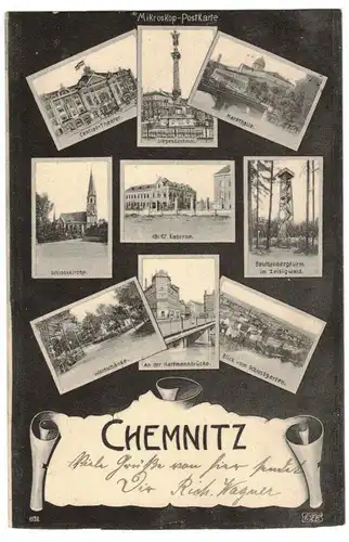 Mikroskop Ak Chemnitz Litho Mehrbild 1906