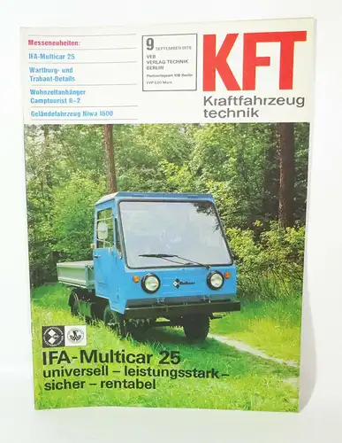 KFT Kraftfahrzeugtechnik Zeitschrift 9 September 1978 Ifa Multicar 25 !