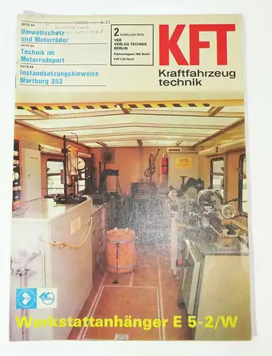 KFT Kraftfahrzeugtechnik Zeitschrift 2 Februar 1976 Werkstattanhänger E5-2/W !