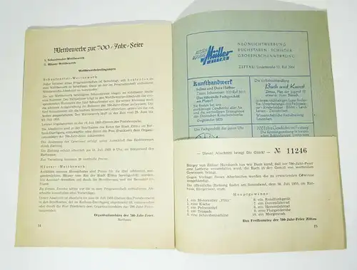 Programm Heft 700 Jahrfeier Zittau 1955 Lotterie ! (H5
