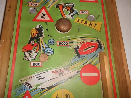 DDR Flipper Spielzeug Schnips Kugel Spiel Tischflipper mit Murmeln Vintage