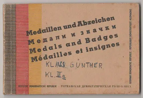 Broschur Medaillen und Abzeichen DDR 1951 Bildband Nachschlageliteratur ! (H5