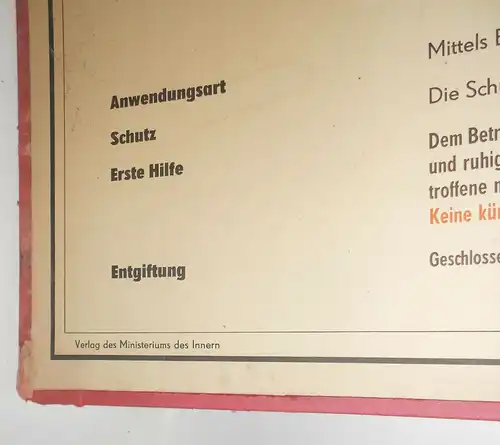 DDR Lehrtafel Lungenschädigende Kampfstoffe 1959 MdI Chemische Waffen NVA