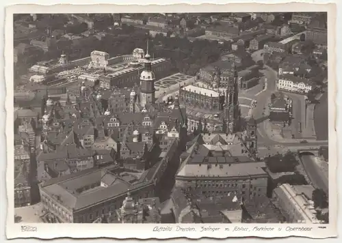 Ak Hahn 10236 Luftbild Dresden Zwinger m Schloss Hofkirche u Opernhaus