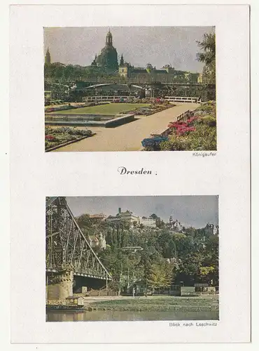 Ak Dresden Königsufer Blick nach Loschwitz Naturfarbenfotografie DFW 1950er