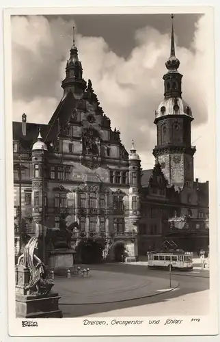 Hahn Ak 5119 Dresden Georgentor und Schloss Straßenbahn