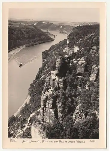 Ak Hahn 3193 Sächsische Schweiz Blick von der Bastei gegen Wehlen