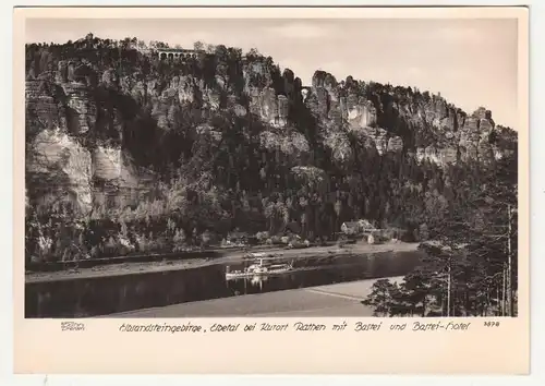 Ak Hahn 3878 Sächsische Schweiz Bastei Hotel Elbe Dampfer 