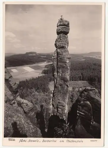 Ak Hahn 13471 Sächsische Schweiz Barbarine am Pfaffenstein Kletterer 