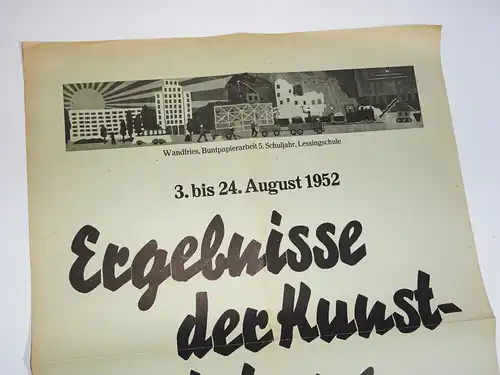 Plakat Zittau Lessing Grundschule 1952 Kunsterziehung DDR