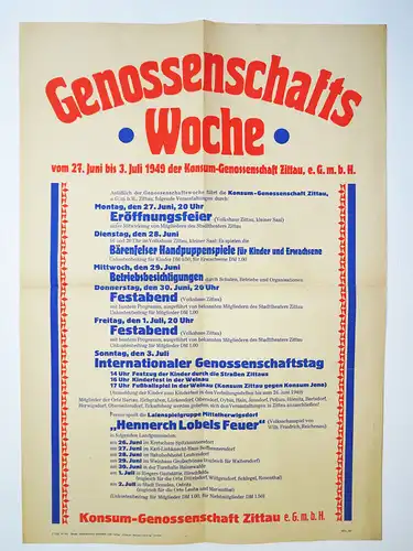 Plakat 1949 Genossenschafts Woche Konsum Zittau