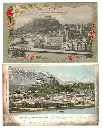 2 x Litho Ak Salzburg Kapuzinerberg 1903 