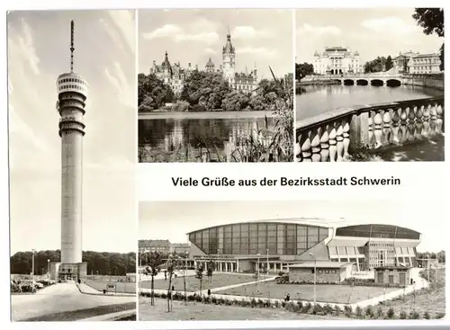 DDR Ak Viele Grüße aus der Bezirksstadt Schwerin 1983