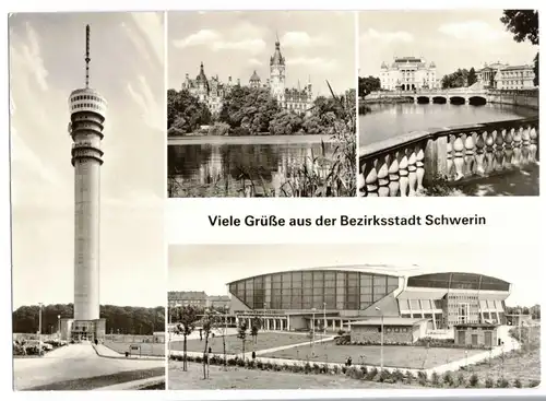 DDR Ak Viele Grüße aus der Bezirksstadt Schwerin 1983 