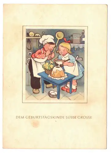 Marianne Drechsel Ak Kinder backen Kuchen Geburtstag