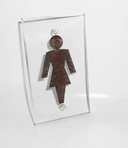 Vintage Glasschild DAMEN Wc Toilette 1950er Mid Century Retro Design !