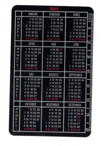 DDR Kalender Metall Taschenkalender Metall Leichtbau Kombinat 1985