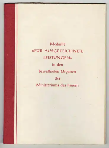 Volkspolizei Urkunde Medaille für ausgezeichnete Leistungen MdI 1964 Dickel (H10