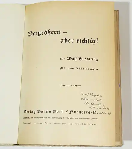 Vergrößern aber richtig Wolf H Döring 1938 EA Schutzumschlag Fotograf