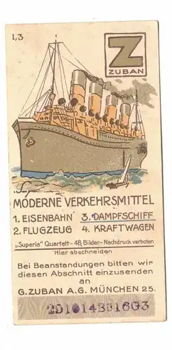 Sammelbild Zuban Cigaretten Kartenspiel Deckblatt ? um 1930 