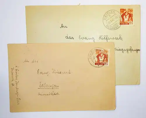 2 x Brief 1947 Saar Saarland Homburg Dieflen Dillingen (B1