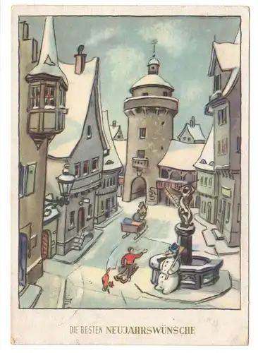 Künstler Ak Winter Stadt Neujahrswünsche 1953 K Schellenberg