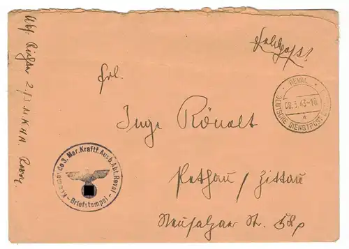 Feldpost Brief 1943 Reval Deutsche Dienstpost Stempel 3 Kraftfahrer Ausbildung