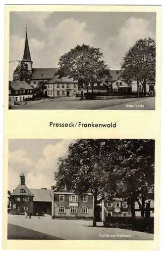 Ak Presseck Frankenwald Marktplatz Partie am Rathaus 1940er Kulmbach