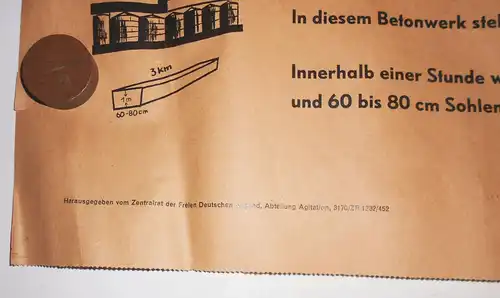 DDR Plakat Stalinsche Großbauten Wasserbausystem Zimljanskaja Agitation 1952