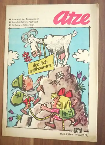 Kinder DDR Zeitschrift Atze heft 3 1969 Atze und der Superwagen