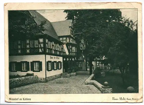 Ak Moselhaus Weindorf zu Koblenz Haus der Mosel Postkarte
