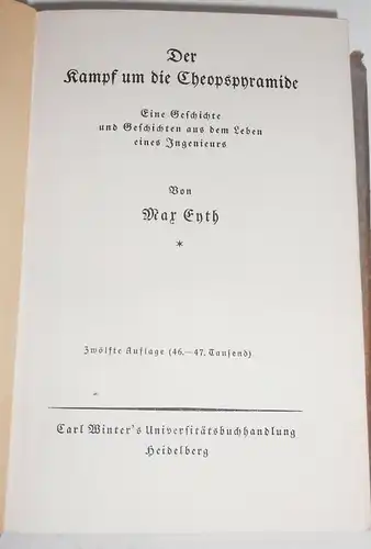 Max Eyth Der Kampf um die Cheops-Pyramide 1930 Schuber Buch