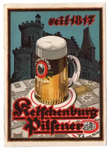 Ak Werbung Ketschenburger Pilsner 1930er Bier Reklame