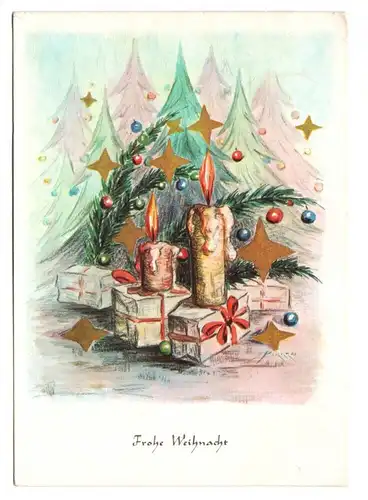 Ak Frohe Weihnacht 1963 Mundgemalt Kerzenschein