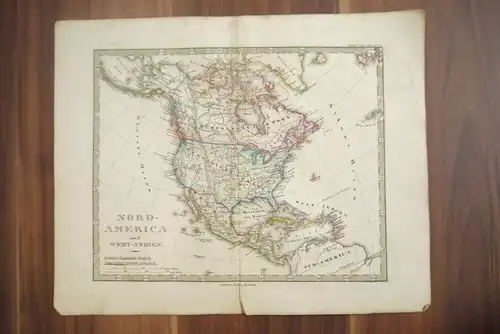 Landkarte Nord America und West Indien Gotha Justus Perthes 33x25cm