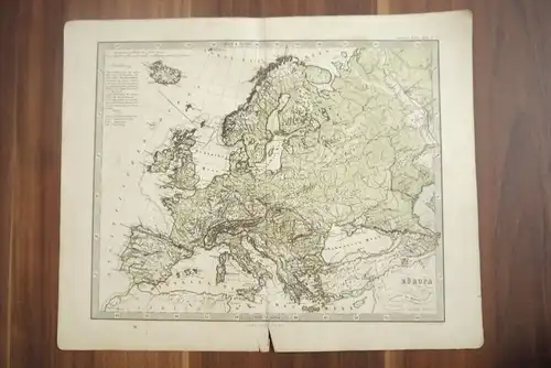 Europa Landkarte Übersicht der Bodengestaltung 33x25 Gotha Justus Perthes