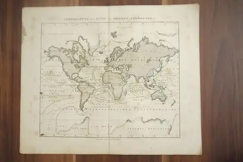 Landkarte Gotha Justus Perthes 33x25 Verbreitung Luft und Meeresströmungen
