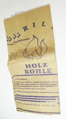 DDR Papiertüte 4 St Holzkohle Grillkohle Requisit Laden Reklame Deko