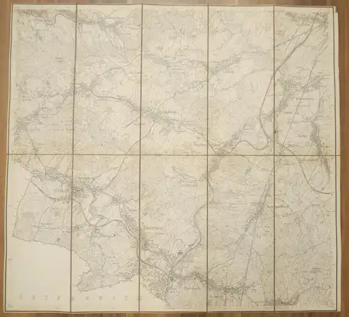 Leinen Landkarte Neusalza 1:25000 Sachsen um 1890 Leinenlandkarte