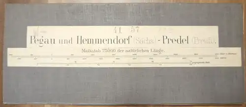 Leinen Landkarte Pegau und Hemmendorf (Sächs.) Predel (Preuß.) um 1890