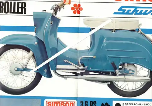 Simson Kleinroller Schwalbe Prospekt 1968 Faltblatt Werbung DDR