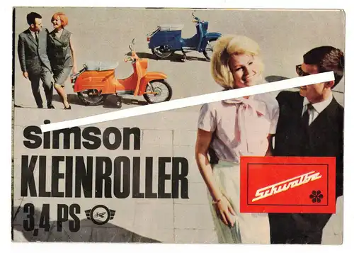 Simson Kleinroller 3,4 PS Schwalbe Prospekt 1966 Faltblatt Werbung DDR