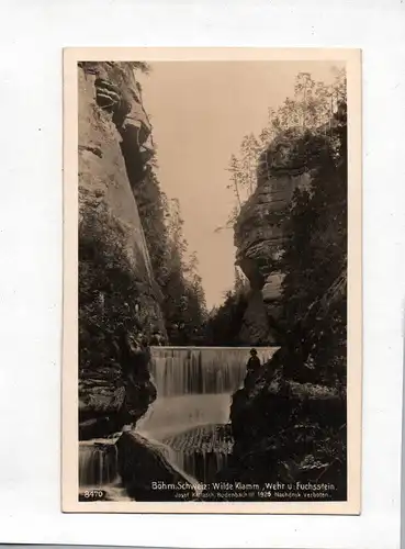 Ak Böhmische Schweiz Wilde Klamm Wehr u. Fuchsstein 1926