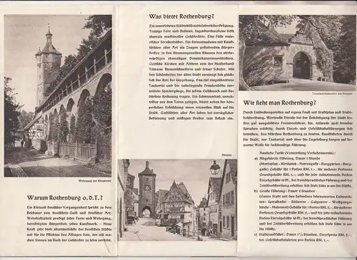 Reise Prospekt Rothenburg ob der Tauber Die deutsche Stadt Karte um 1940 (H2