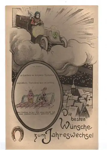 Ak Fotomontage Neujahr Scherz Humor Fotograf 1930er 