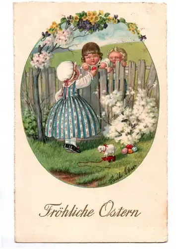 Pauli Ebner Postkarte Fröhliche Ostern Kinder 1937